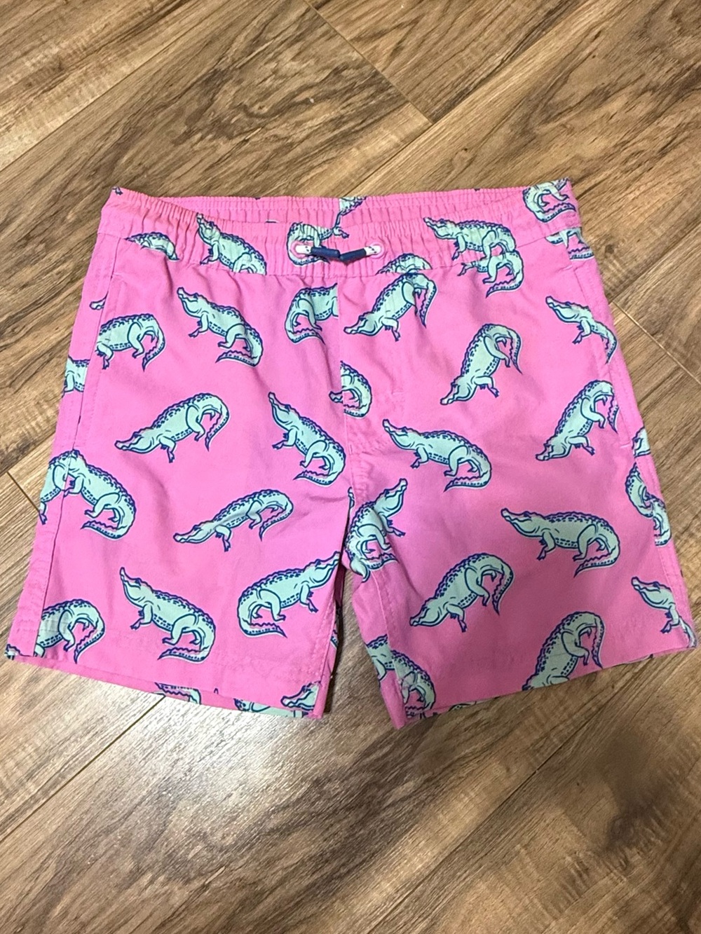 Kids Pink Alligator Print Swim Shorts